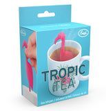 The Tropic "Flamingo" Tea Infuser is packaged in a blue box. 
