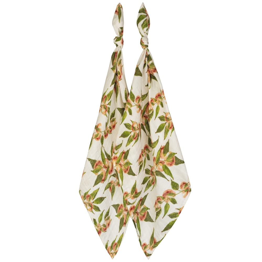 "Peaches" Bamboo Muslin Burp Cloths (Set of 2)