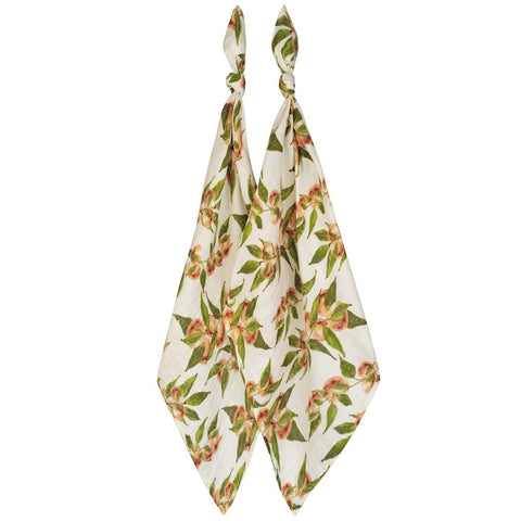 "Peaches" Bamboo Muslin Burp Cloths (Set of 2)