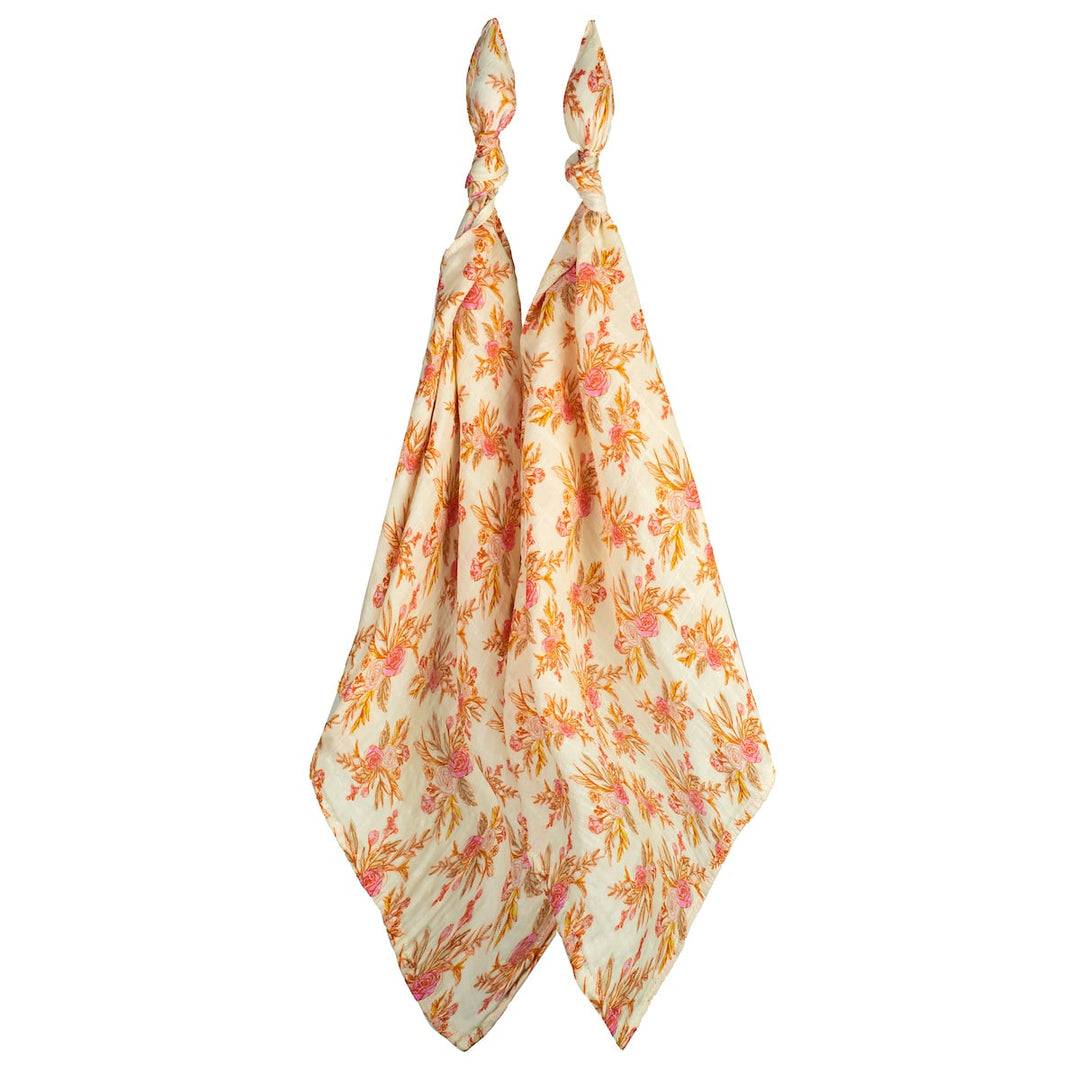 "Vintage Floral" Bamboo Muslin Burp Cloths (Set of 2)