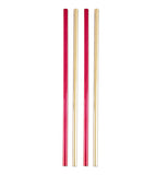 Two red and two gold stainless steel cocktail straws.