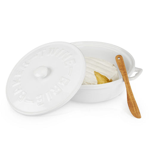 Ceramic Brie Baker &amp; Acacia Wood Spreader