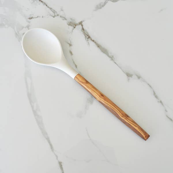 Silicone Round Spoon with Olive Wood Handle - 12"
