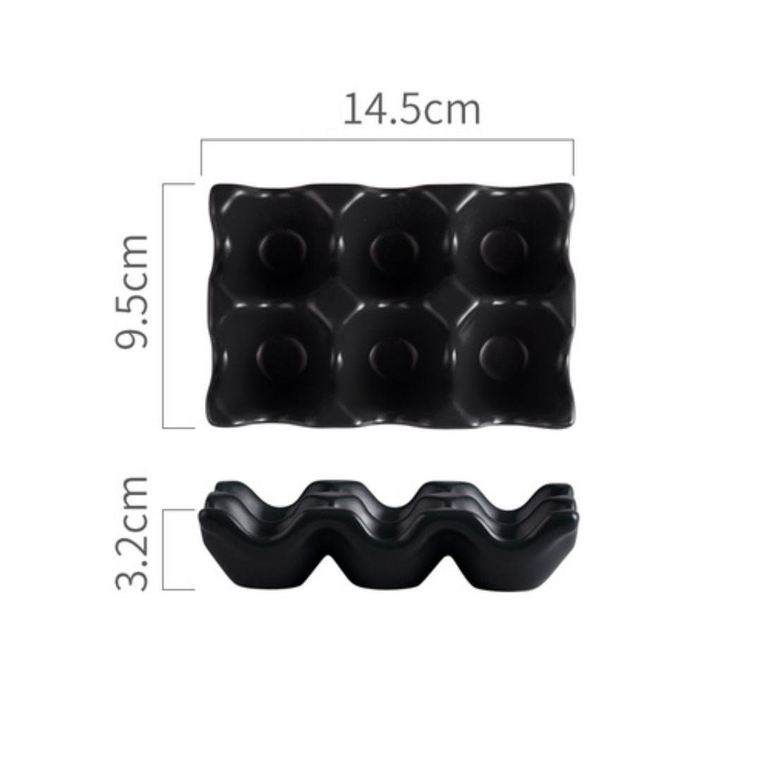 Ceramic 6 Grids Egg Holder: Black