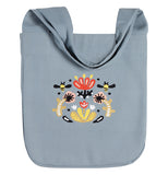 Colorful gray bag with a floral background with bees.