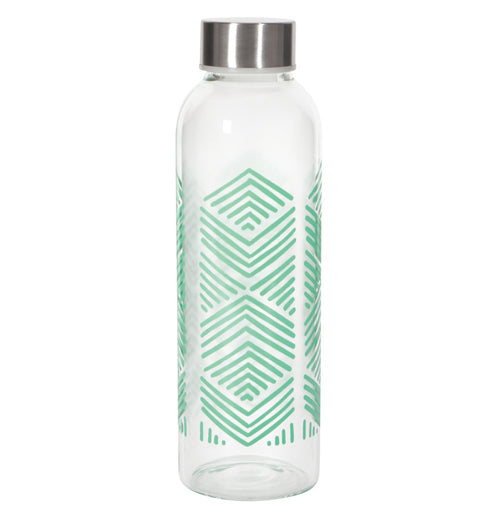 "Mint" sustain water bottle with green arrow design and steel lid.