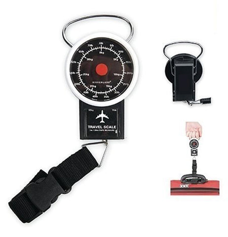 Travel luggage scale with strap for weighing luggage Travel luggage scale being used to weigh out the luggage before a flight.
