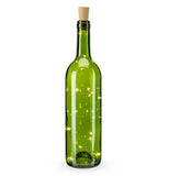 The "Warm White Bottle" String Lights with 20 LED lights are in the green wine bottle. 