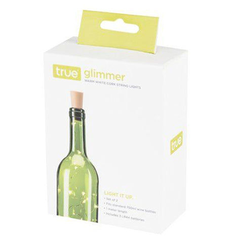 The "Warm White Bottle" String Lights is packaged in a white box with a light green handle. 