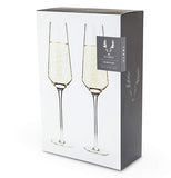 The box containing the glasses is shown with a picture of two glasses containing white wine.
