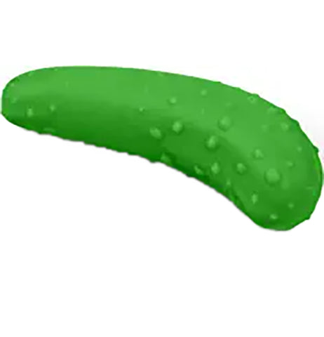 A cartoonishly bright green pickle.