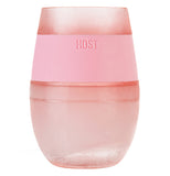 This pastel pink plastic wine cup has a band around it with the word, "HOST" stenciled into it.