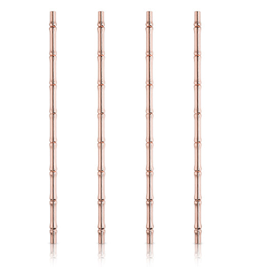These copper-colored straws have small bumps all up and down them, so that they are shaped like bamboo.