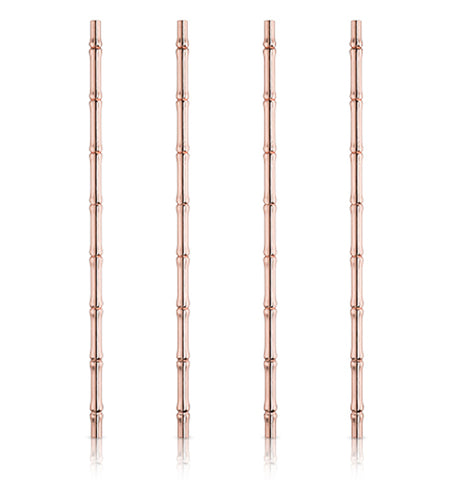 These copper-colored straws have small bumps all up and down them, so that they are shaped like bamboo.
