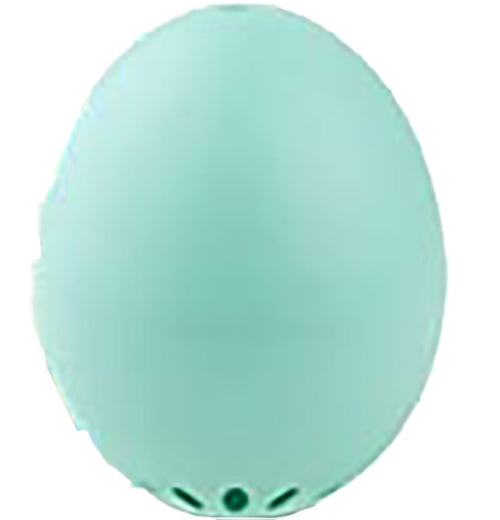 A light blue egg shaped egg-timer.