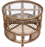 Bamboo and Glass Round Table w/ Shelf
