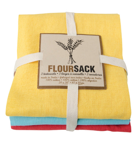 Now Designs Dish Towels, Floursack (Set of 3) Lemon/Turquoise/Grenadine –  Little Red Hen