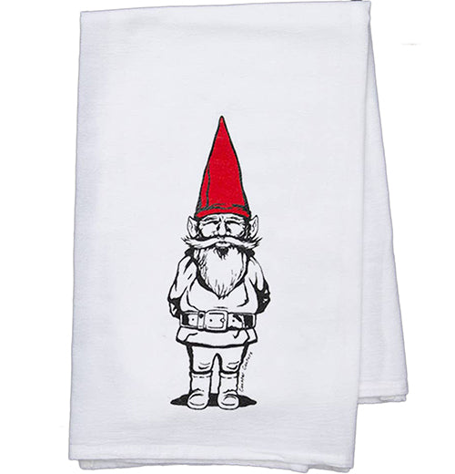 Garden Gnome Flour Sack Tea Towel
