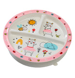 This Suction Baby Bowl with Clementine the Bear has pink outline with three sections for three course meals. 