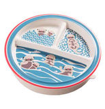 The "Baby Otter" suction baby plate features momma otters swimming in the water with their pups.