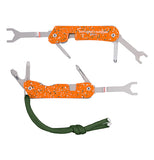 Front and back of "Adrenaline" Multi-Tool is orange and shows the wrenches and screwdrivers extended.