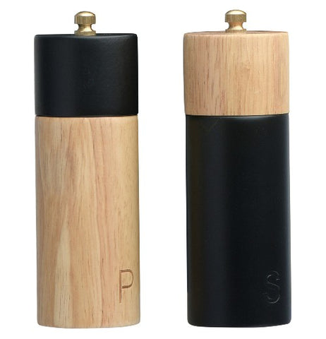 Black and Natural Salt and Pepper Mill