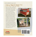 The back cover of the garden book titled "Art Of The Chicken Coop" is shown with a few pictures of chicken coop buildings on it and a summary of what the book details.