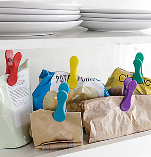 Kikkerland Bag Clips (Set of 8) "Rainbow" Little Red Hen