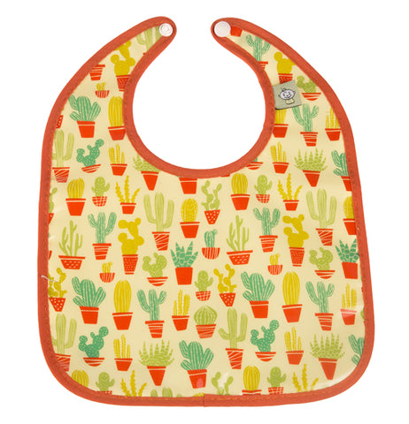 featuring many potted cacti covering the entire bib.