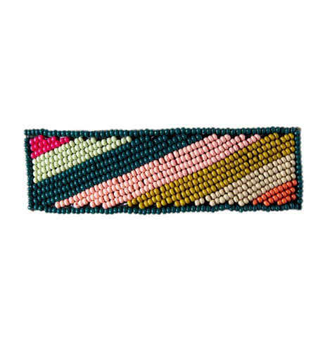 Diagonal Stripes Beaded Barrette