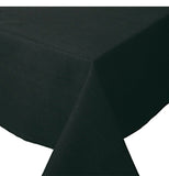 This black tablecloth is shown folded at the end of the table.