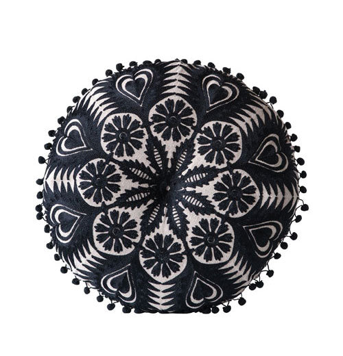Embroidered Pillow w/ Black Trim