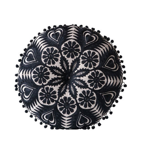 Embroidered Pillow w/ Black Trim