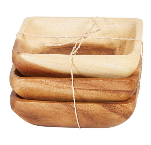 Bowls, "Square Wood" (Set of 3)