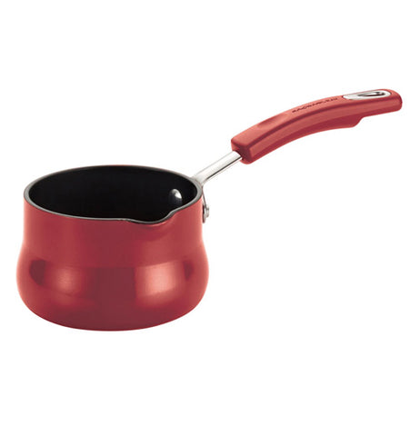 Red hard coated enamel pan.