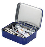 This image shows the metal tin open and showing off the contents of the kit.