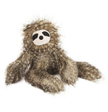 This is a stuffed sloth animal with long straight brown fur.