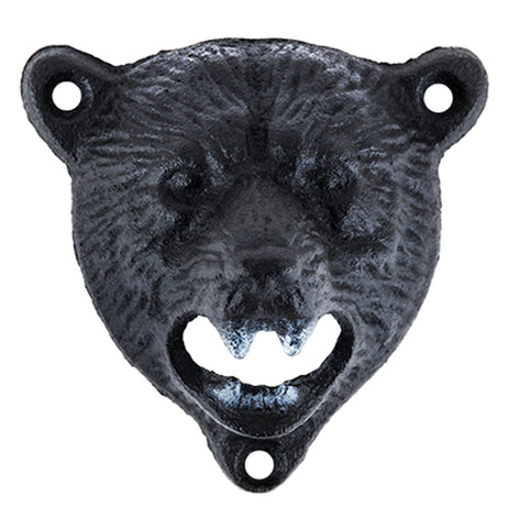Bottle opener in the shape of a black bear head.