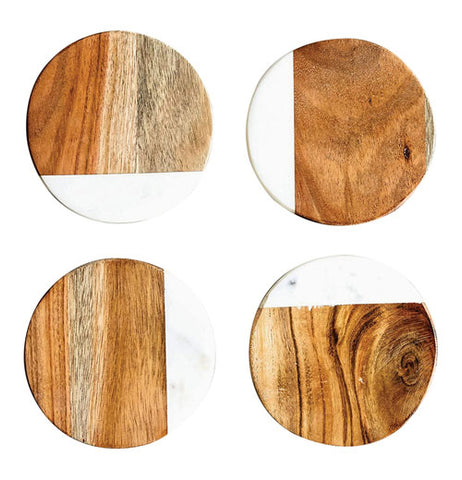 Coasters (Set of 4) "Round Marble and Mango"