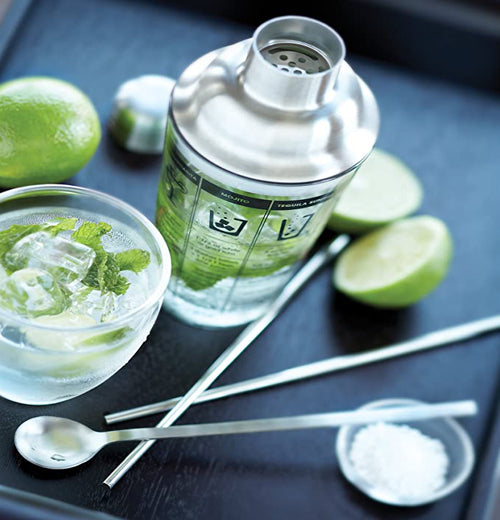 Cocktail Recipe Shaker, Glass &amp; Stainless Steel