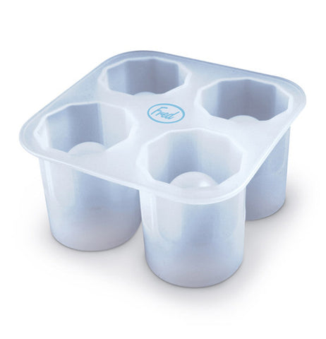 Ice tray that has 4 moulded shot glass shapes