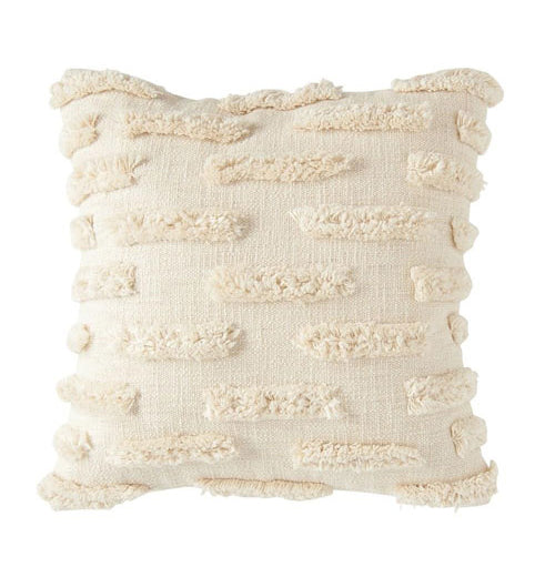 Cotton Pillow Embroidered, Natural
