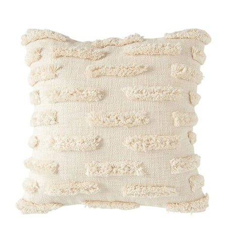 Cotton Pillow Embroidered, Natural