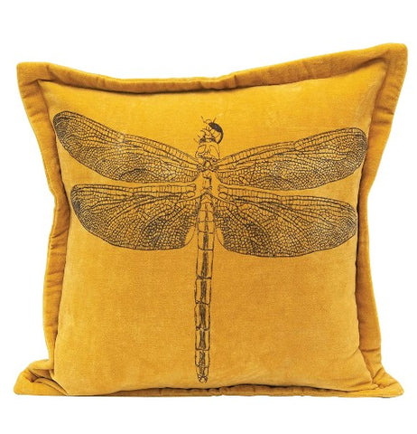 Square Cotton Pillow With Dragonfly "Gold"