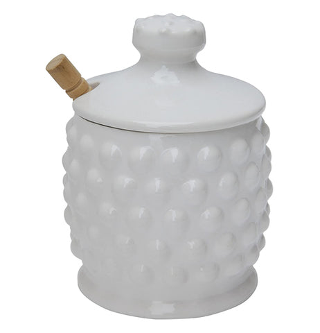 Ceramic "Hobnail Style" Honey Jar with Dipper