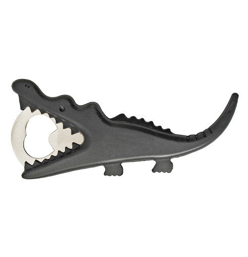 Bottle opener that looks like a black crocodile.
