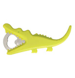 Bottle opener that looks like a yellow crocodile.