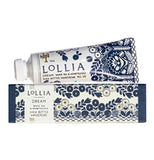 Hand creme is in a blue and white container with package matches.