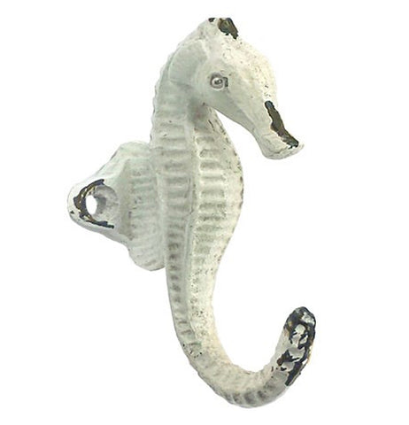 "Antique White Seahorse" Wall Hook