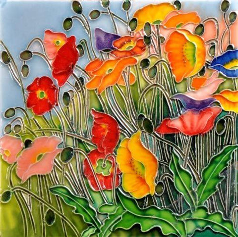 Multi-Colored Poppies Tile